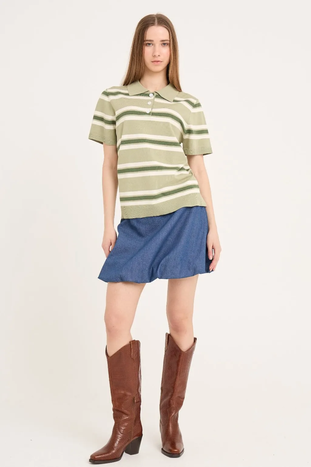 Avpolo Stripe Knit Blouse AV5060