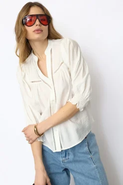 Callumcc Lace Puff V-Shirt 45173