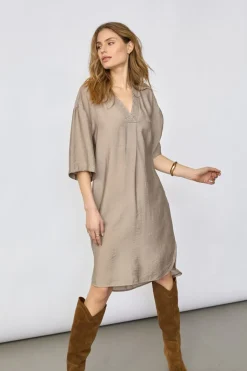 Callumcc Pleat Tunic V-Dress 46084