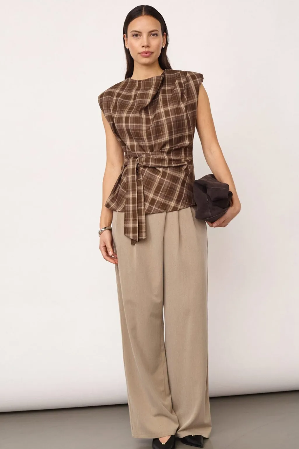 Dagnycc Check Pleat Top 500070