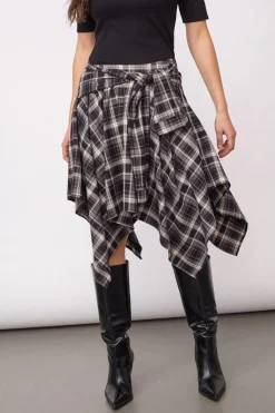 Dagnycc Check Tie Skirt 500069