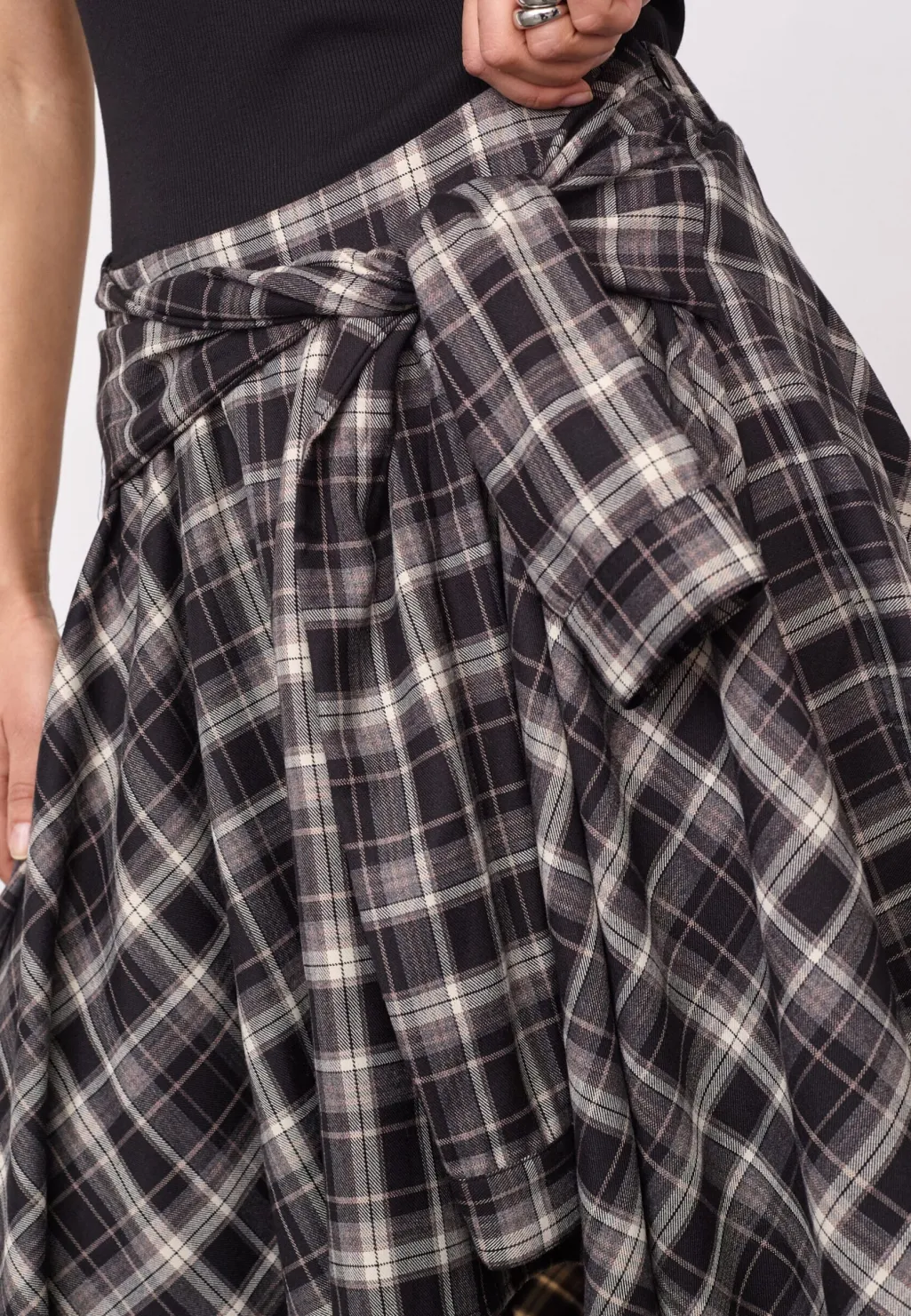 Dagnycc Check Tie Skirt 500069