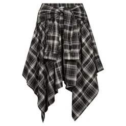 Dagnycc Check Tie Skirt 500069