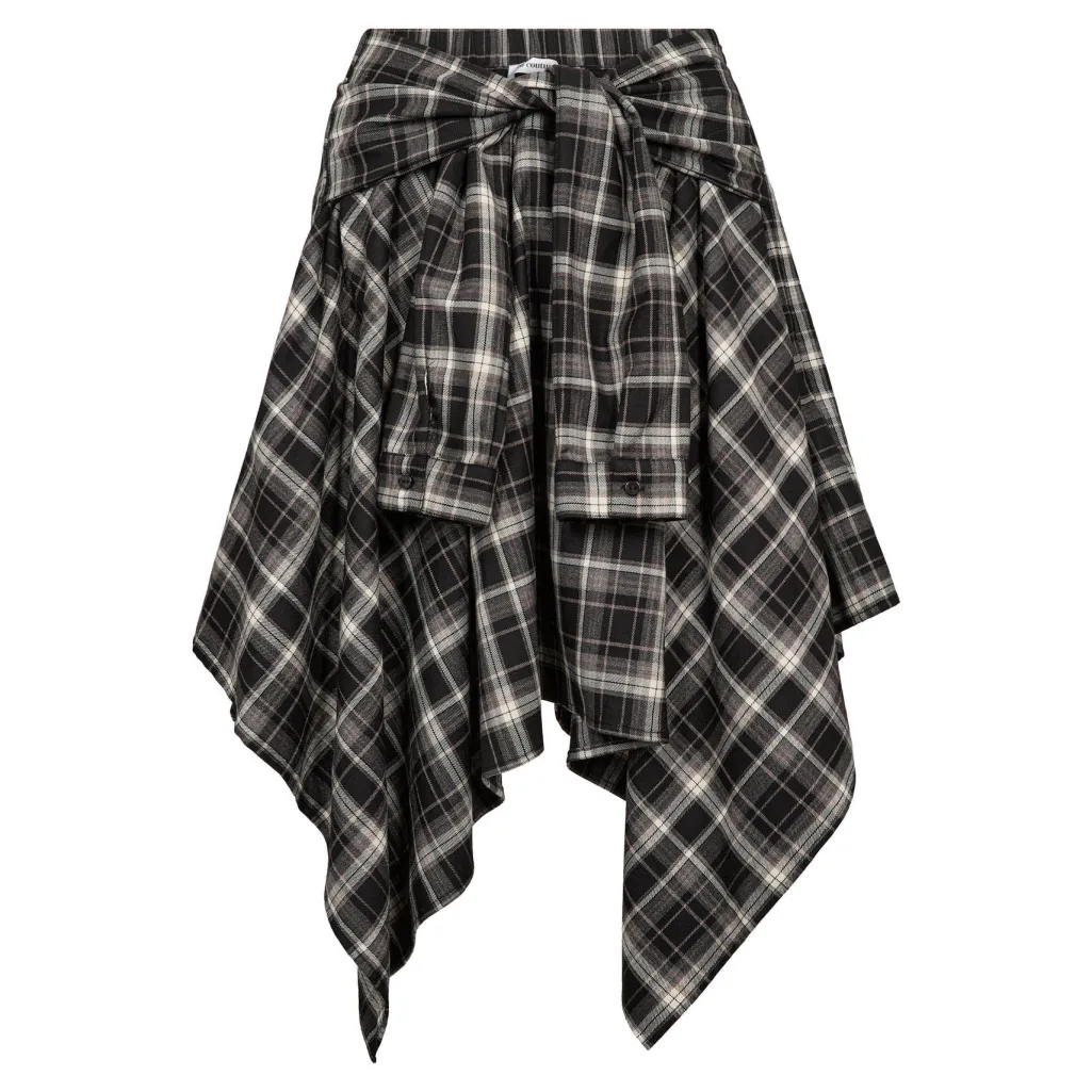 Dagnycc Check Tie Skirt 500069