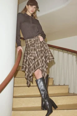Dagnycc Check Tie Skirt 500069