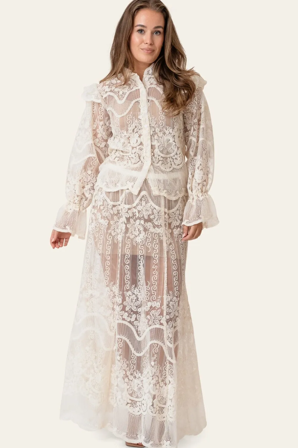 Ellinoric Lace Maxi Skirt 2565