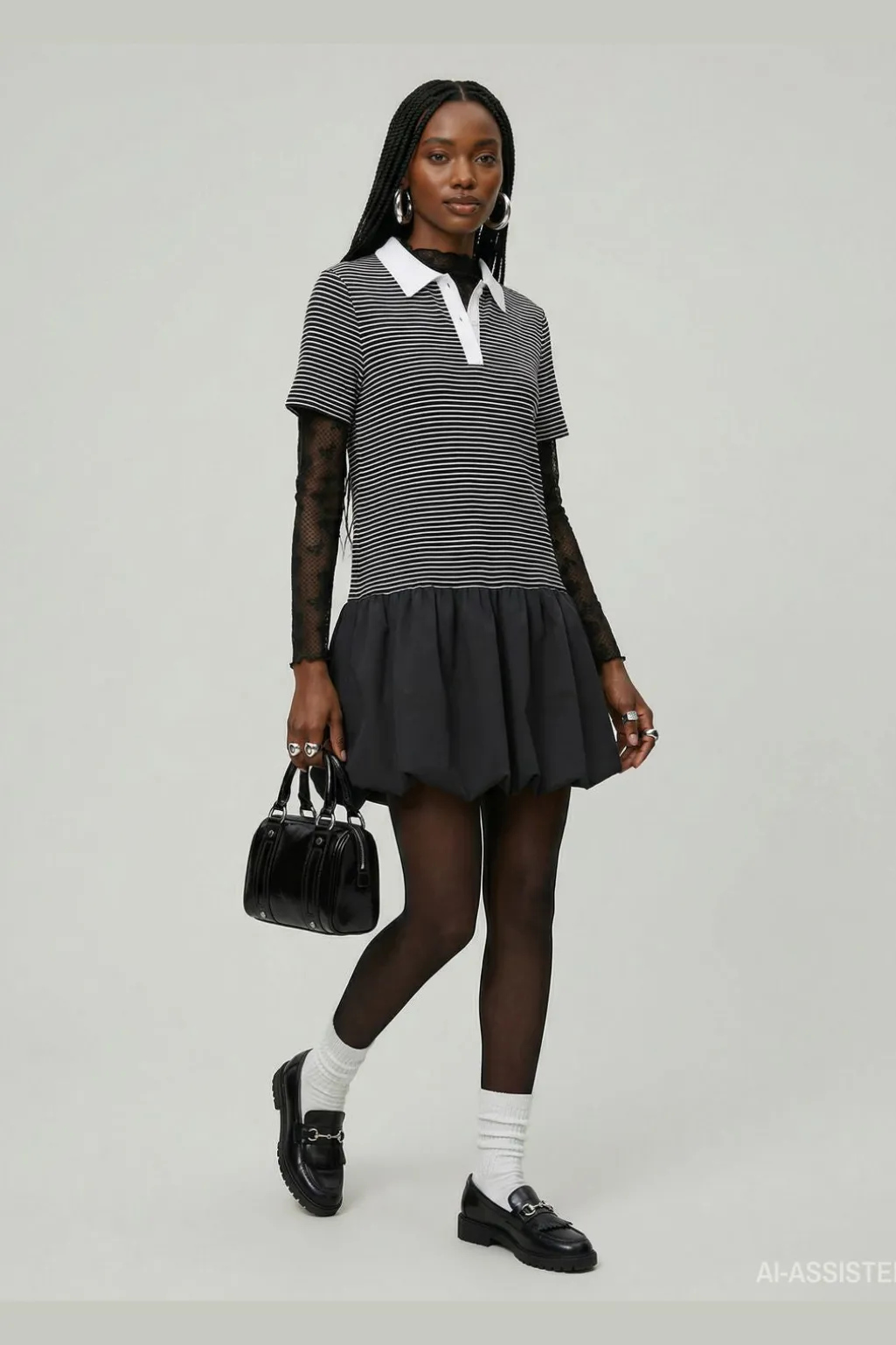Hdyuna Ss Polo Balloon Dress 32000587