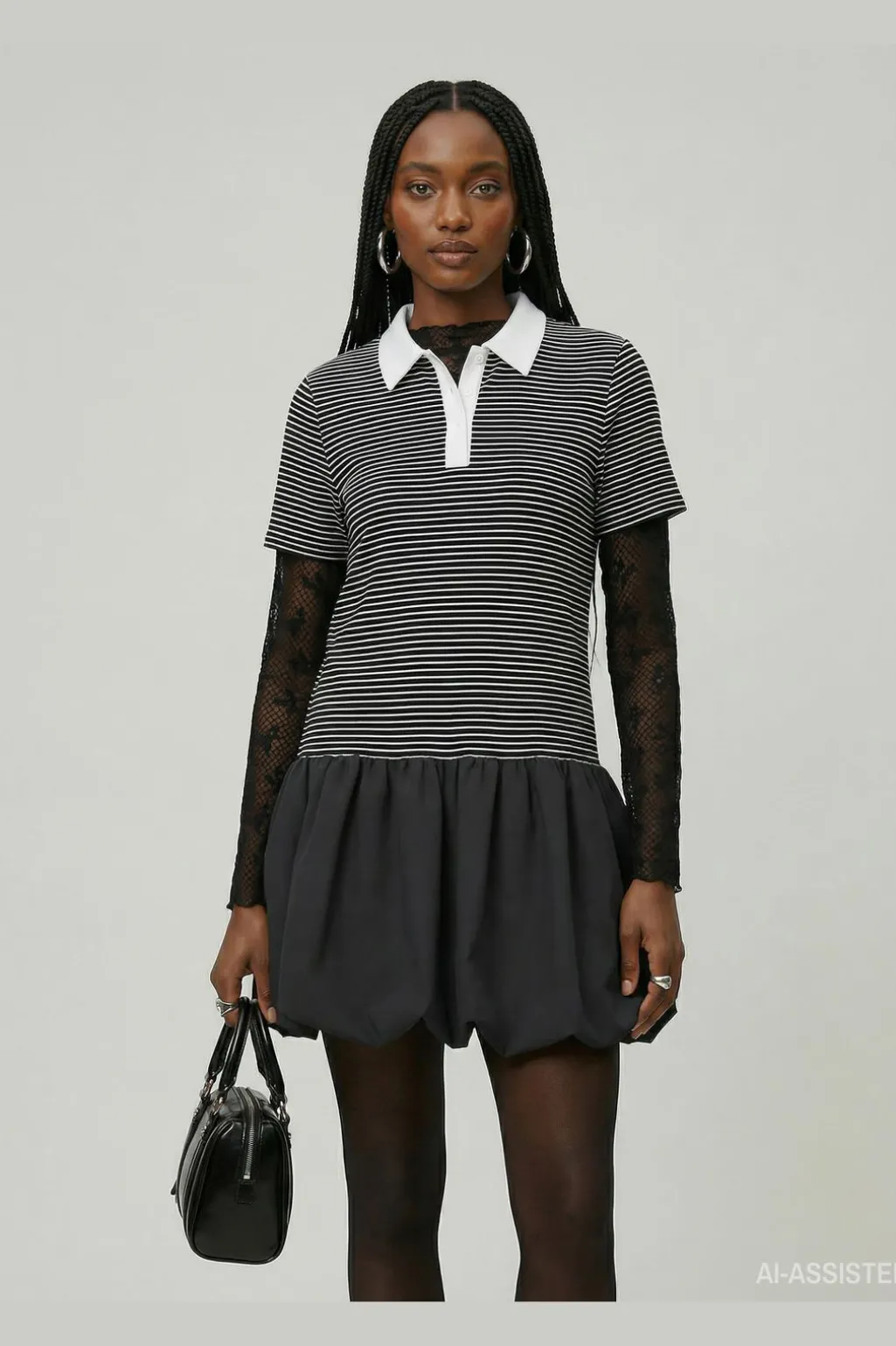 Hdyuna Ss Polo Balloon Dress 32000587