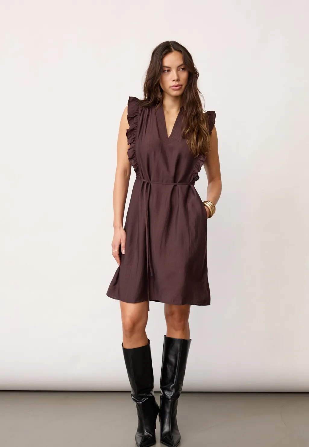 Heracc Frill Ss Crop V-Dress 46099