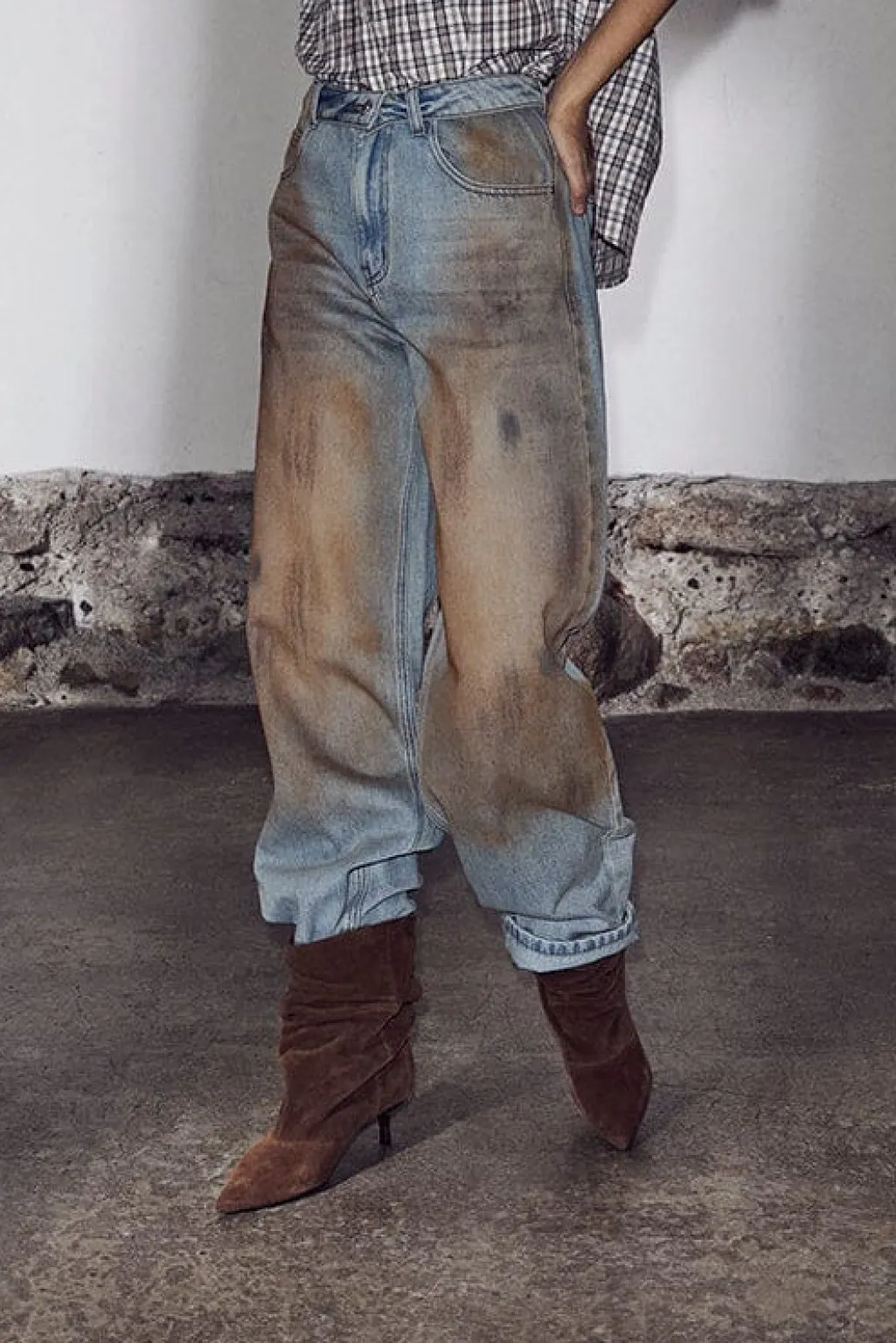 Hlabarrel Vintage Wash Flip Jeans HL10717