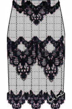 Hlacurvey Lace Hem Pencil Skirt HL10015