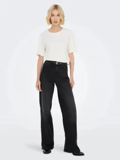 Jdyfelina-Fina Wide Blk Jeansdnm