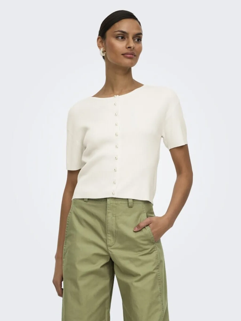 Jdygaby 2/4 O-Neck Pearl Cardigan Knt