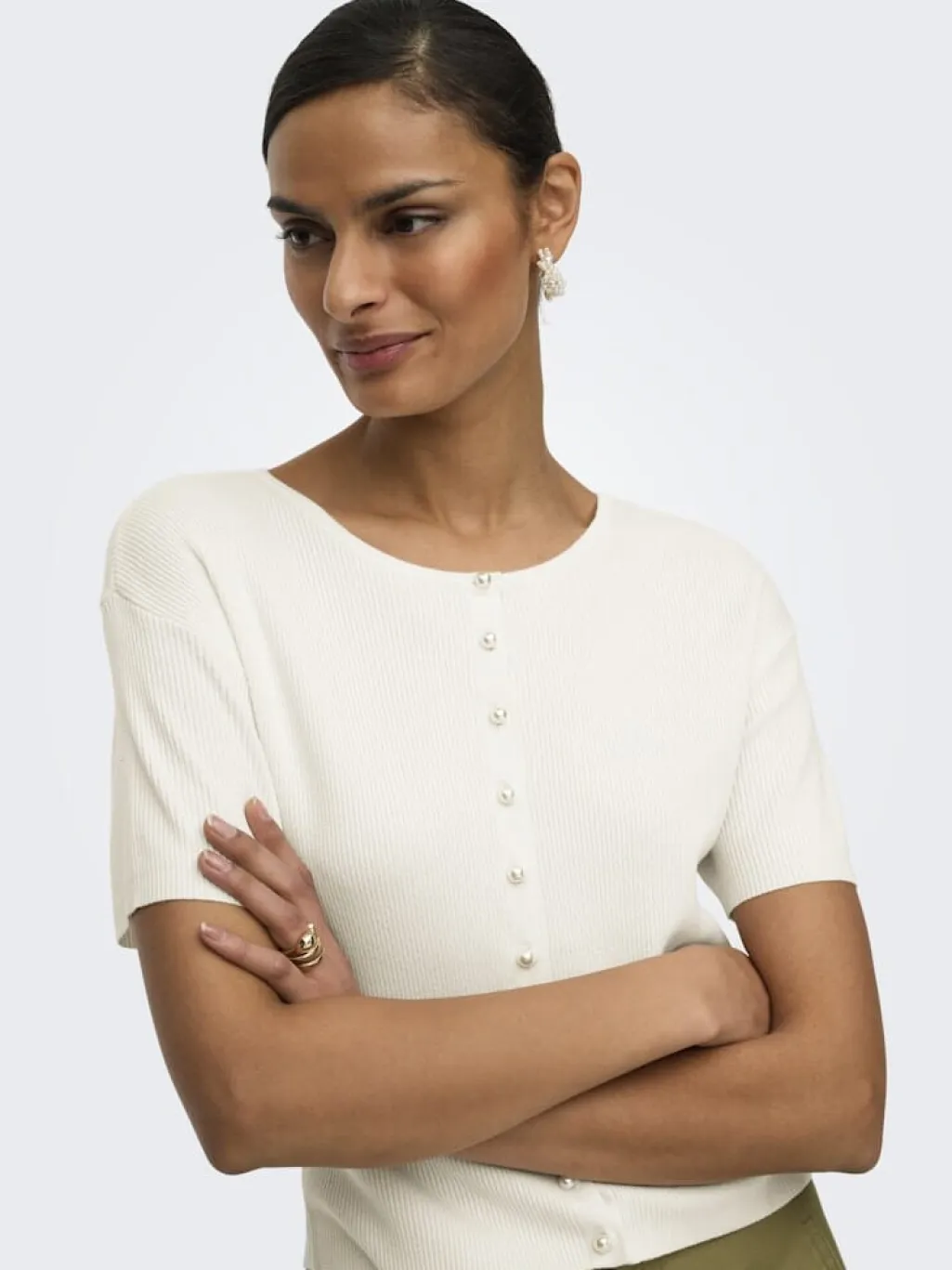 Jdygaby 2/4 O-Neck Pearl Cardigan Knt