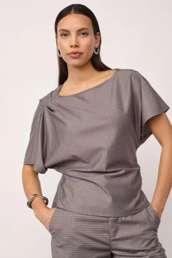 Jovecc Check Pleat Blouse 500146