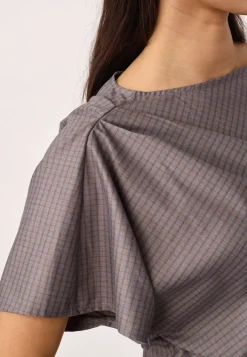 Jovecc Check Pleat Blouse 500146