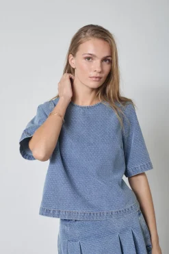 Lovacc Denim Ss Blouse 45080