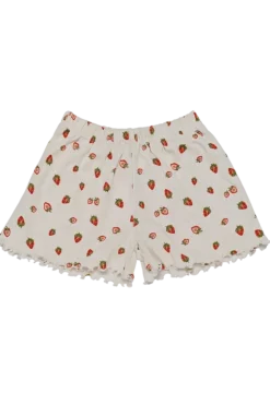 Msjea Pointelle Shorts Strawberry Garden White