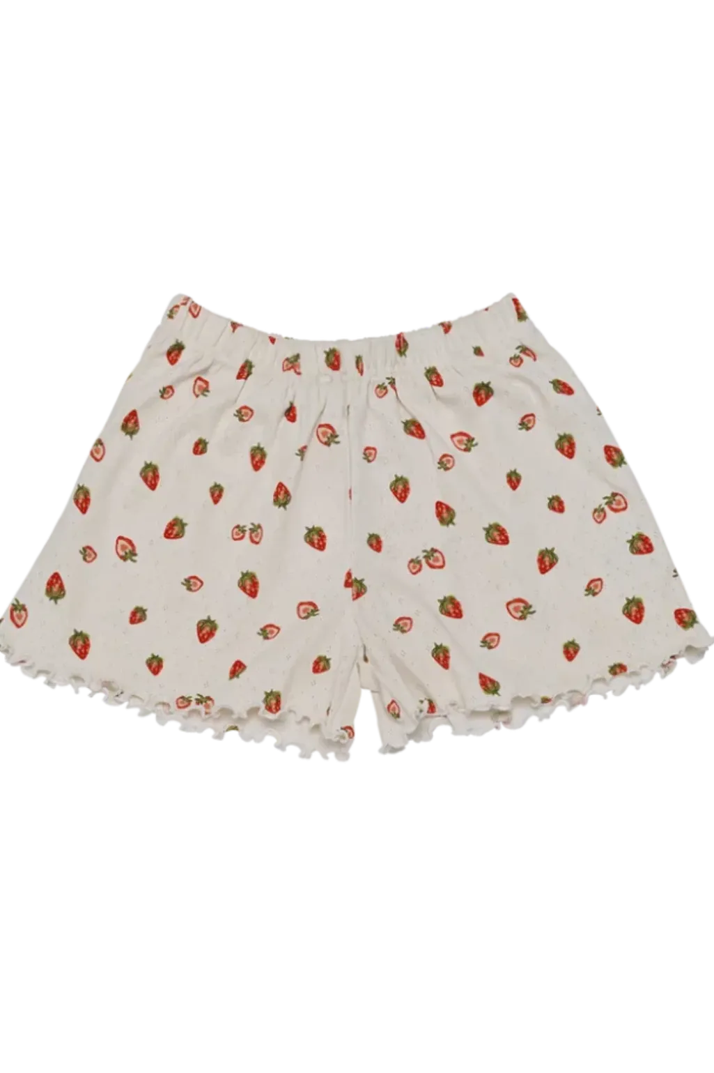 Msjea Pointelle Shorts Strawberry Garden White