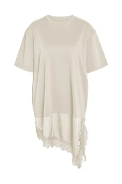 Nmfilla S/S Oversize Satin Lace T-Shirt