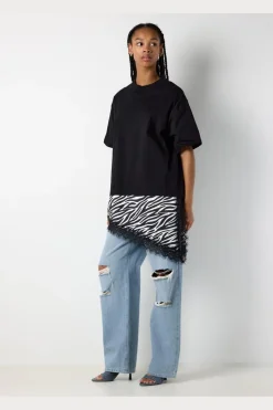 Nmfilla S/S Oversize Satin T-Shirt