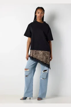 Nmfilla S/S Oversize Satin T-Shirt