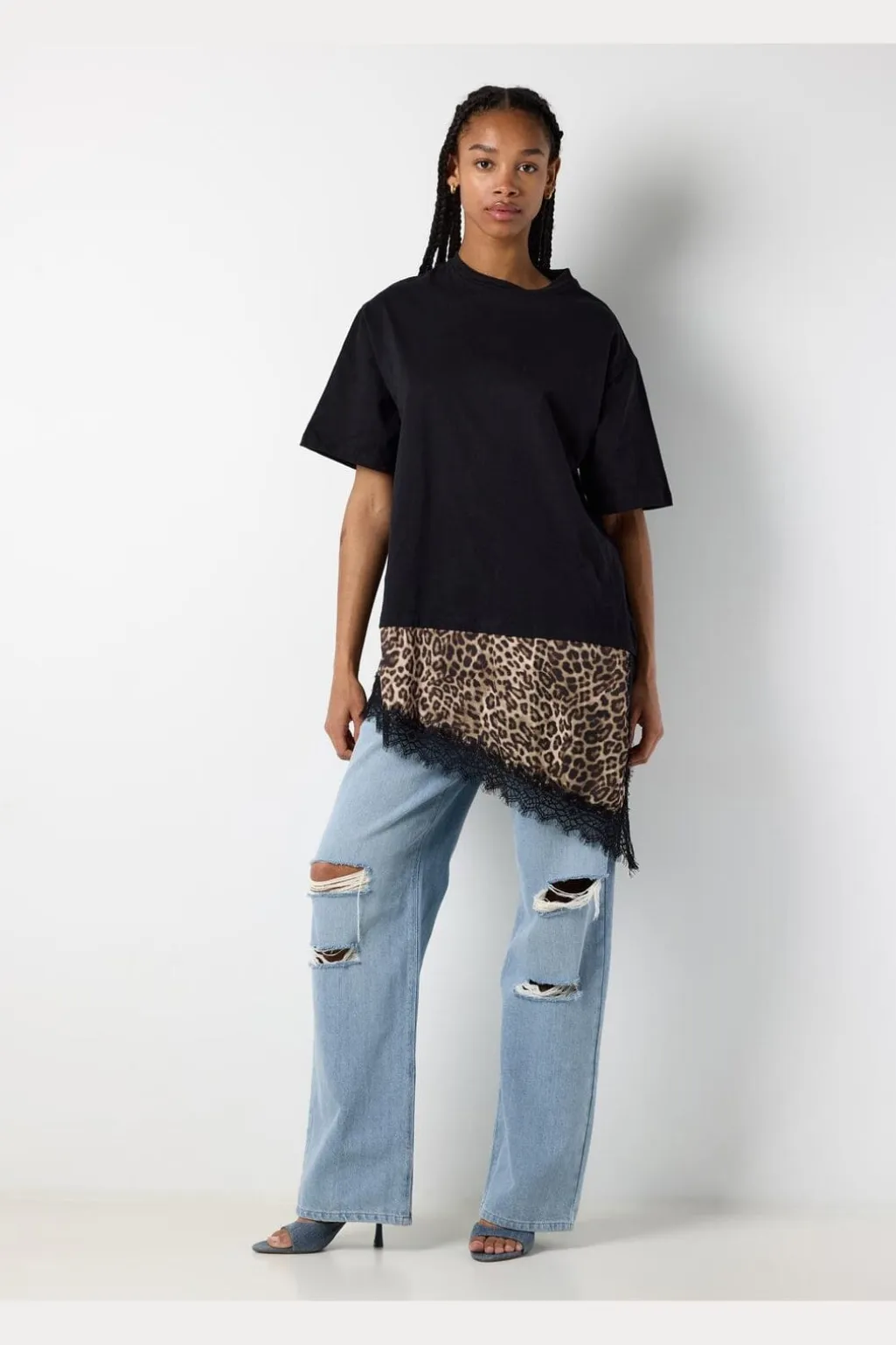 Nmfilla S/S Oversize Satin T-Shirt