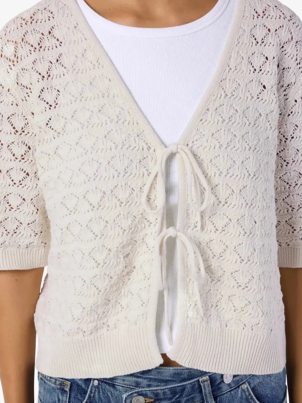 Nmlaika S/S Tie Knit Top Fwd