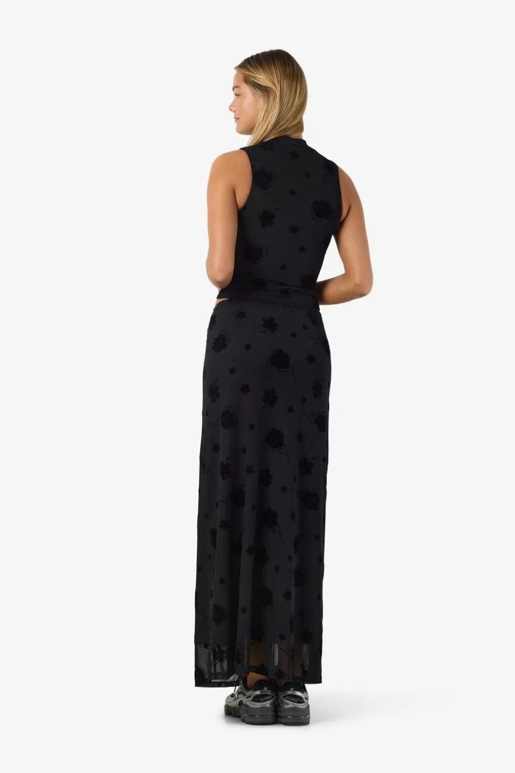 Nmriley Highneck Mesh Flock Top