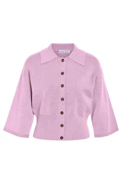 Nmshyla 3/4 Sleeve Knit Polo Cardigan