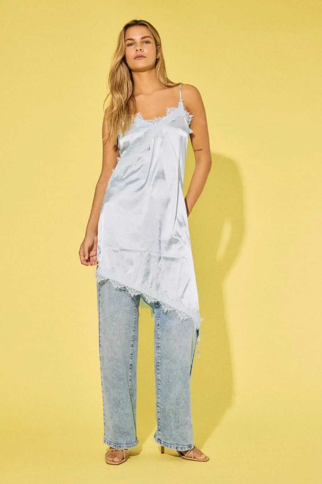 Nmsofie S/L Satin Lace Dress