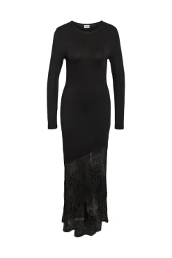 Nmtika L/S Long Assym Lace Insert Dress