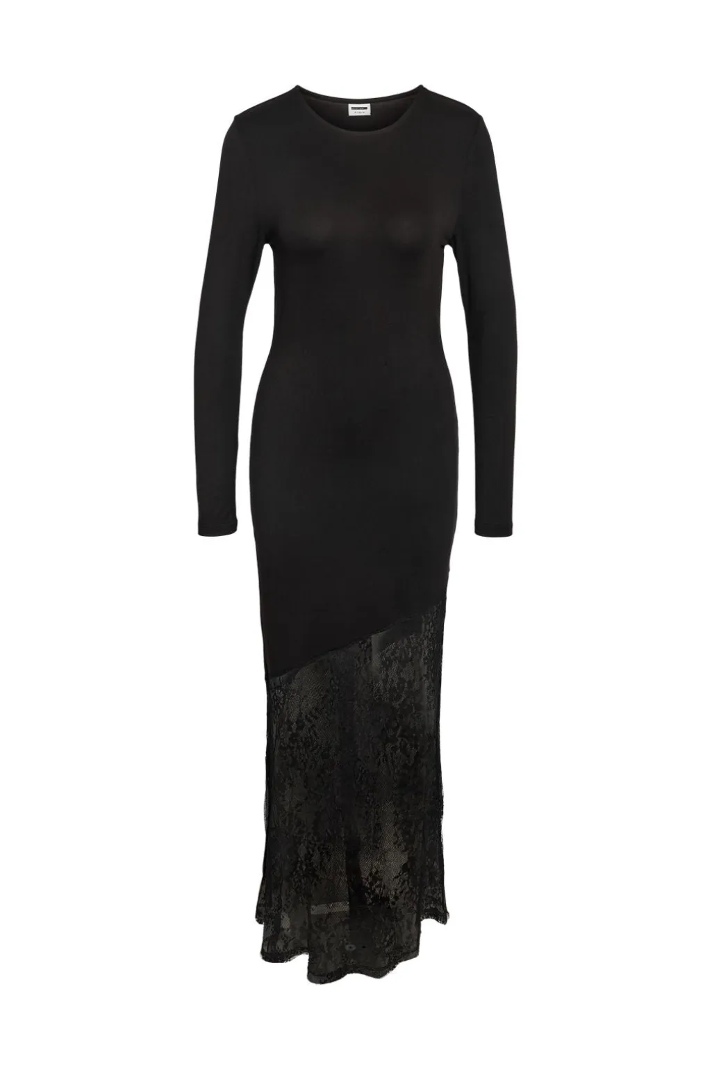 Nmtika L/S Long Assym Lace Insert Dress