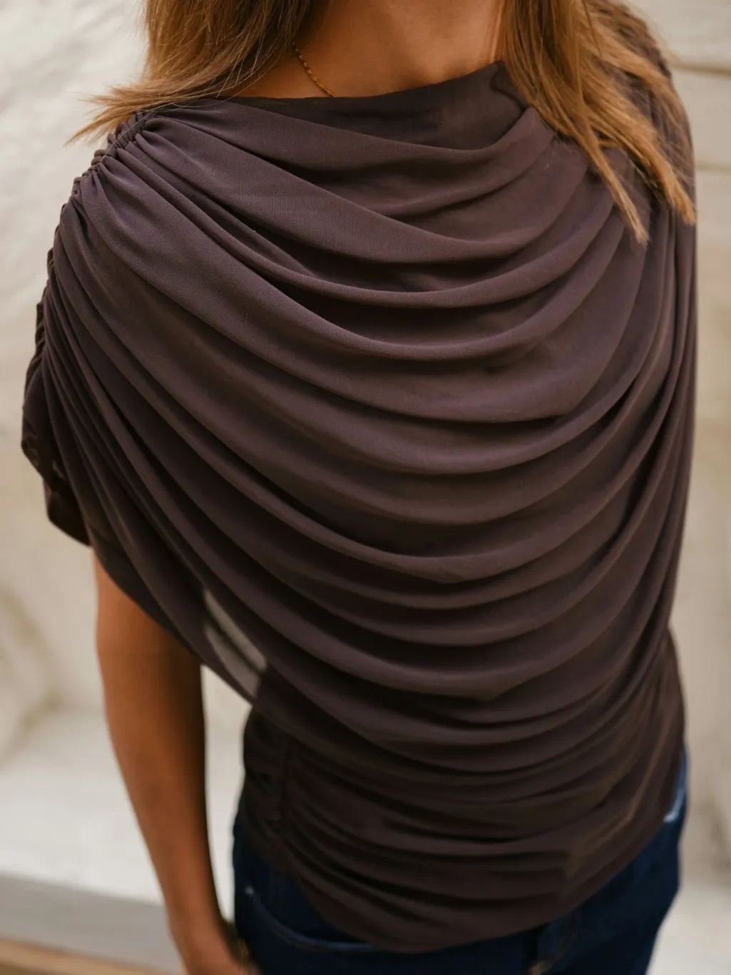 Nncottuna Drapy Mesh Top 167205