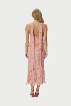 Nnfiona Blurred Flower Halter Neck Dress 167918