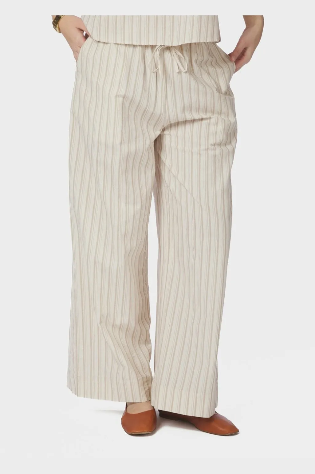 Nnheifa Linen Stripe Pants 168335