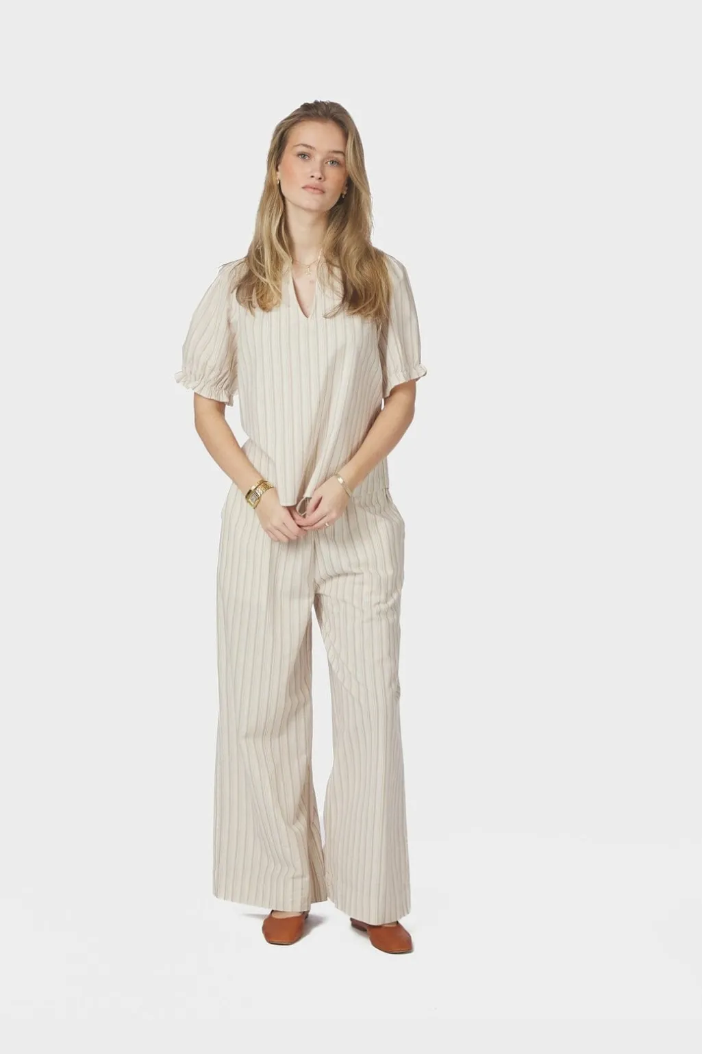 Nnheifa Linen Stripe Pants 168335