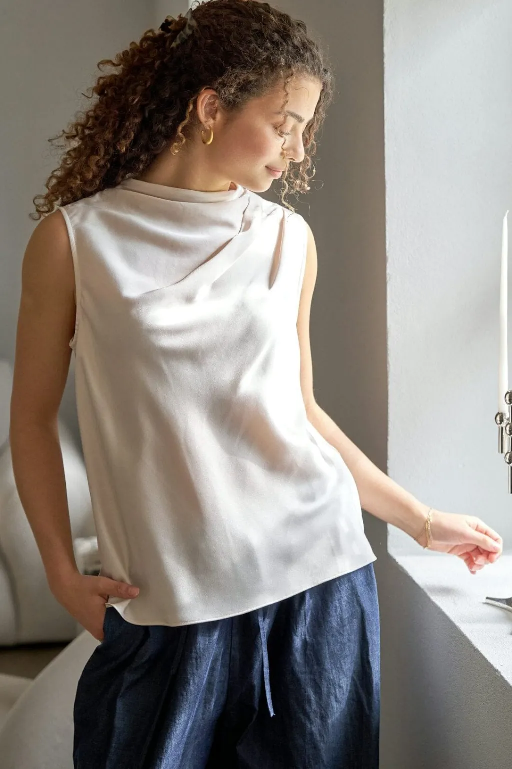 Nnisola Drapy Satin Top 167873