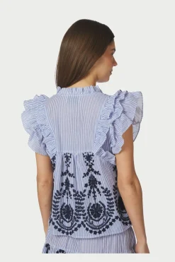 Nnjayla Stripe Embroidery Top 168997