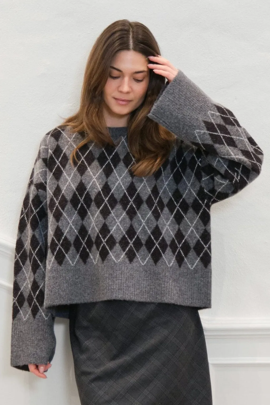 Nnkick Check Knit Blouse 165204