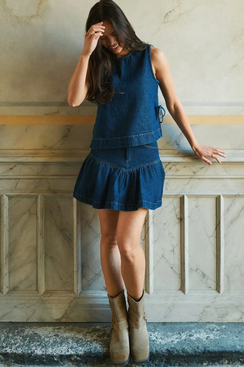 Nntripa Denim Frill Skirt 165971