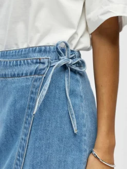 Objrosie Denim Short Wrap Skirt