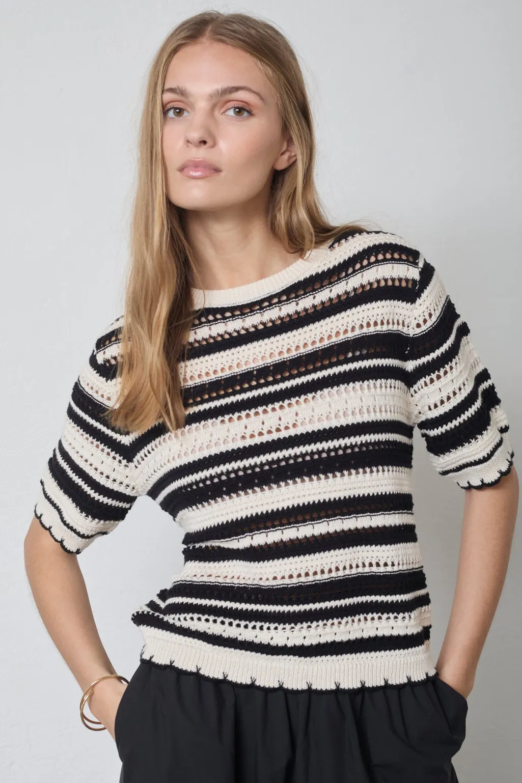 Odettecc Stripe Ss O-Knit 42018