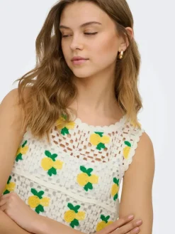 Onlemma Sl O-Neck Crochet Top Knt