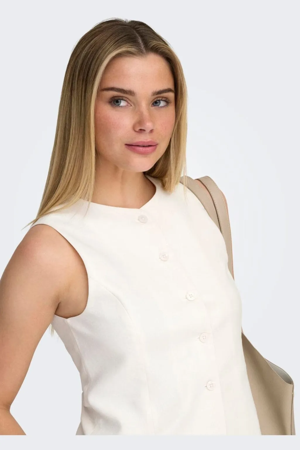 Onlgoa S/L Linen Bl Waistcoat Cc Tlr