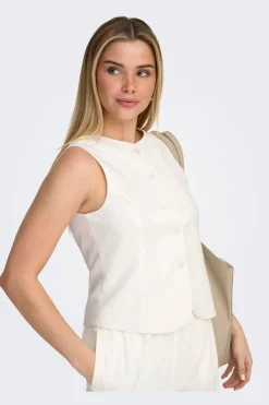 Onlgoa S/L Linen Bl Waistcoat Cc Tlr