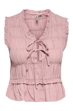 Onlgoa S/S Linen Bl Frill Top Cc