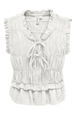 Onlgoa S/S Linen Bl Frill Top Cc