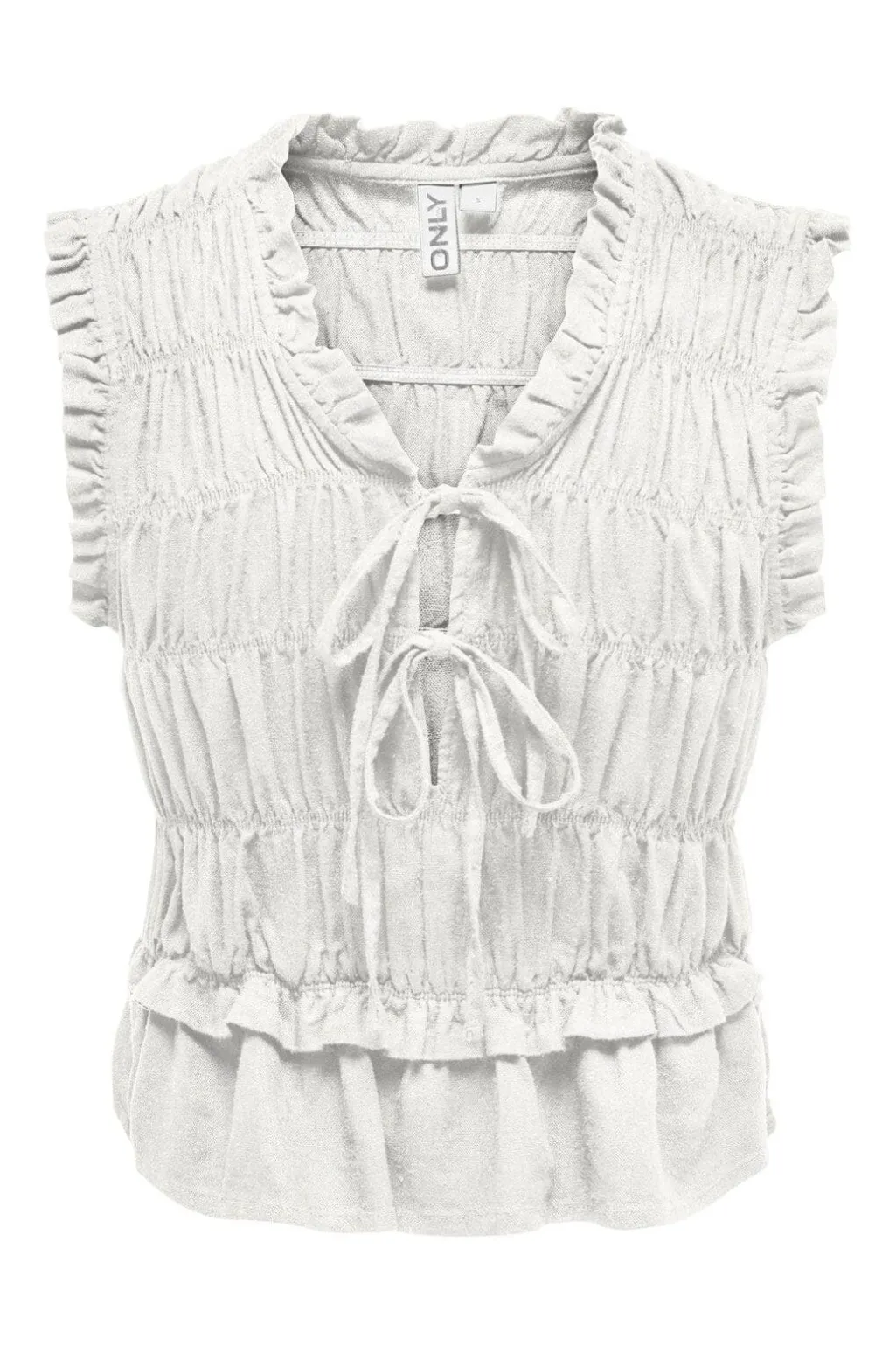 Onlgoa S/S Linen Bl Frill Top Cc