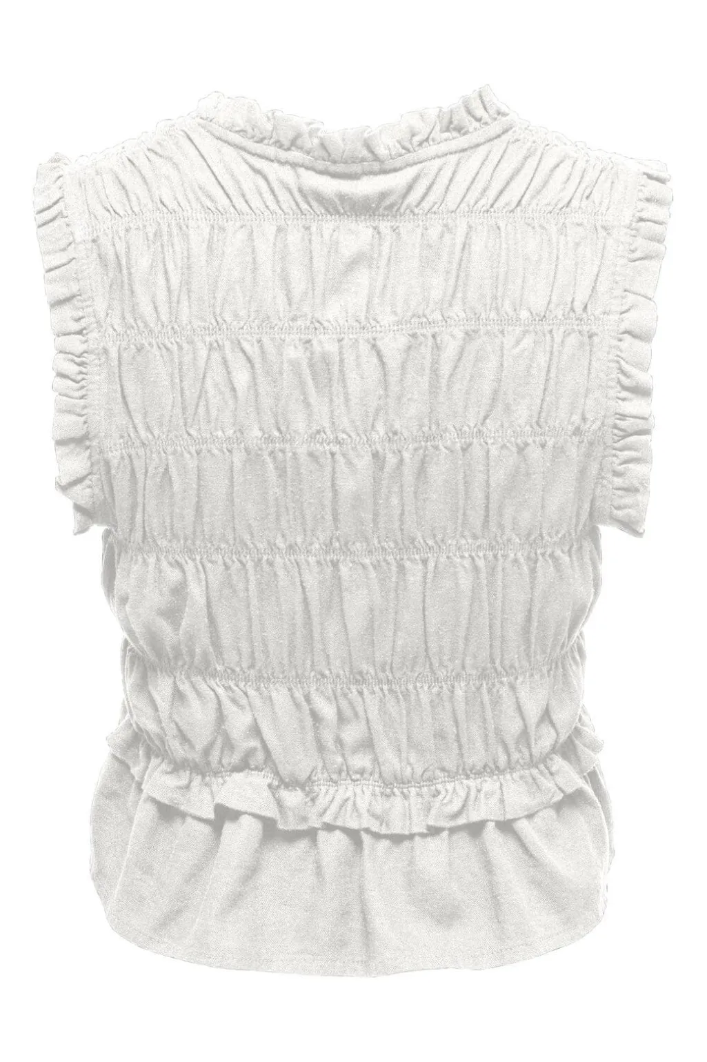 Onlgoa S/S Linen Bl Frill Top Cc
